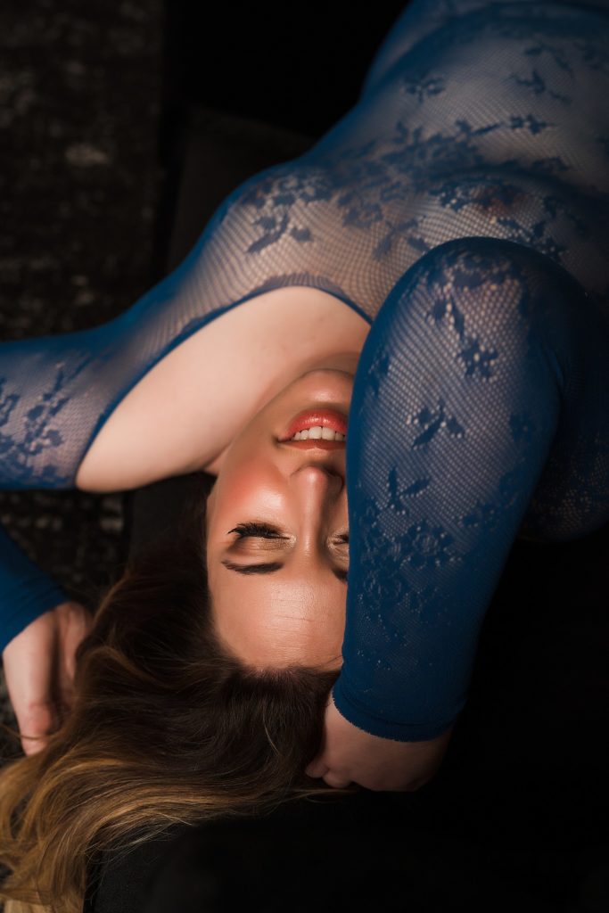 Blue lingerie dress - KC Boudoir Photographer - Curvy human boudoir photos - Madera Studios A boudoir photoshoot can heal